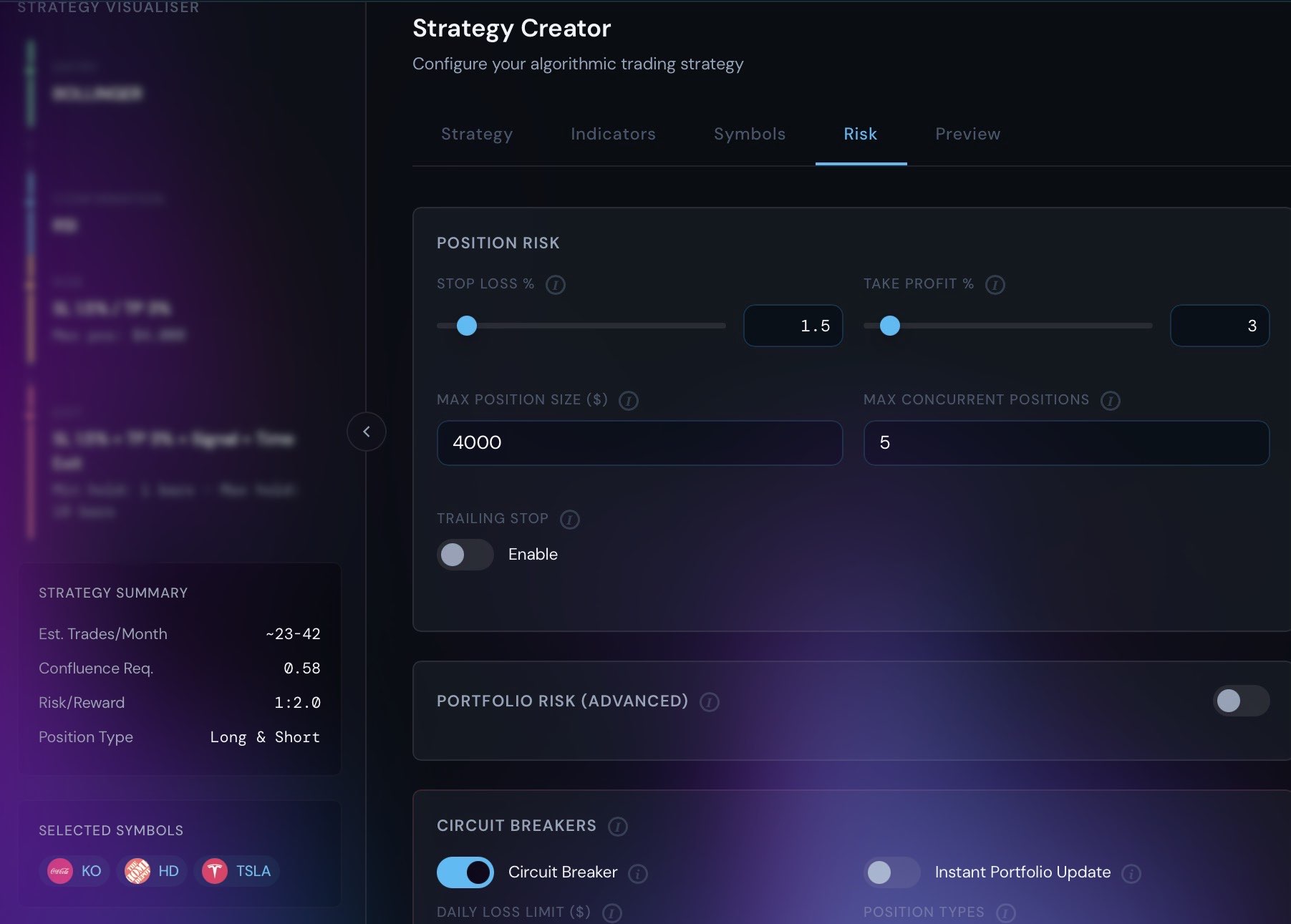 Strategy Creator workspace screenshot