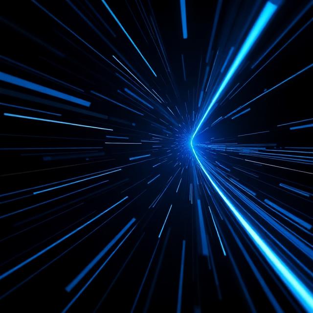 A fast neon tunnel representing compressed market history and scenario testing.