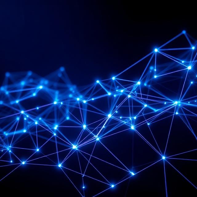 A connected neon network representing AI models operating on structured market data.